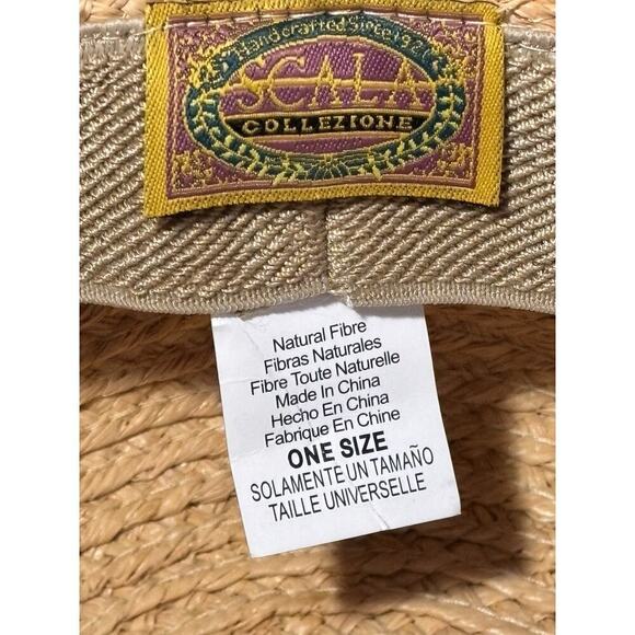 The Scala Collection Women’s Vacation Tan Straw Hat Silk Band Beach Country Club - Picture 4 of 4
